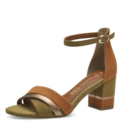 Immagine di MARCO TOZZI Sandali Donna con Tacco Cinturino Regolabile Estivi, Multicolore (Fern Green Com), 37 EU