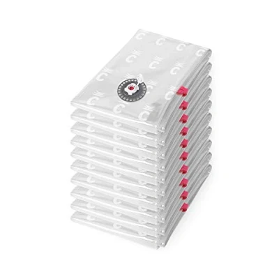 Immagine di Compactor Set 10 sacchi sottovuoto Aspispace, soluzione salvaspazio per vestiti e piumoni nell’armadio o in viaggio, compressione con pompa aspirapolvere, antiacari, umidità, tarme, taglia M