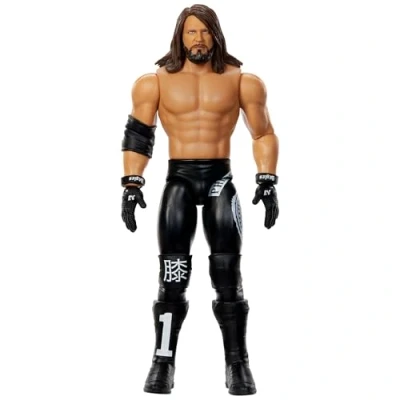 Immagine di Mattel WWE Main Event AJ Styles, personaggio collezionabile Series 154, action figure con 10 punti di articolazione e aspetto realistico, giocattolo per bambini, 6+ anni, JCV43