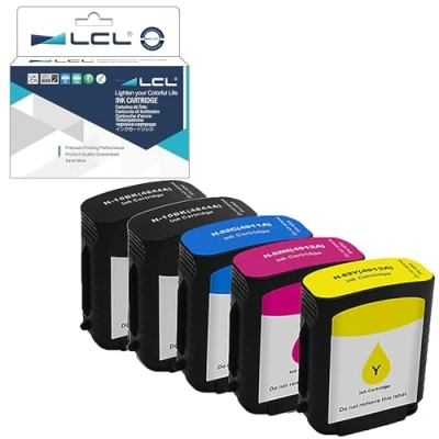Immagine di LCL Cartucce d&#039;inchiostro Compatibile 10 C4844A 82 C4911A C4912A C4913A (2Nero 1Ciano 1Magenta 1Giallo) Sostituzione per HP Designjet 500 500ps 500Plus 800 800ps 815 815mfp 820 820mfp