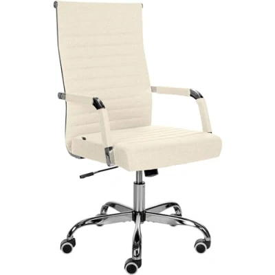 Immagine di CLP Sedia Ergonomica Per Ufficio Amadora I Regolabile In Altezza E Girevole A 360 Gradi Rivestimento Similpelle O Tessuto, Colore:crema, Materiale:Stoffa