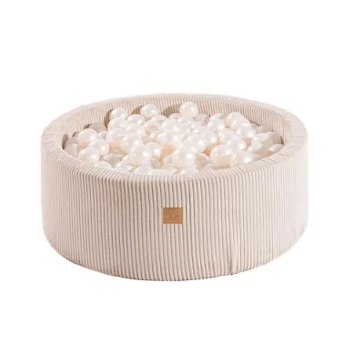 Immagine di MEOWBABY Piscina di Palline per Bambini Tondo 90x30cm Piscine con 200 Palline, Corduroy, Ecru: Bianco Perla