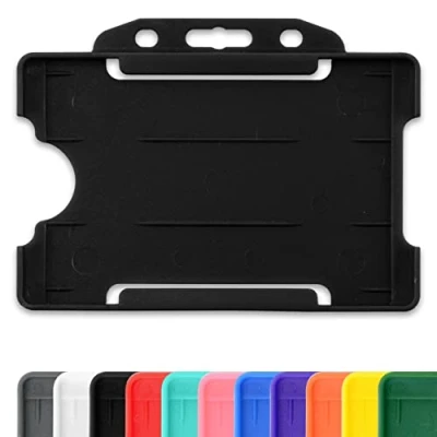 Immagine di CKB LTD Porta badge in plastica rigida, per formati orizzontale, con lato aperto, Identità ID dimensioni inserto CR80, da 86 mm a 54 Pacco 10 pezzi unità Nero