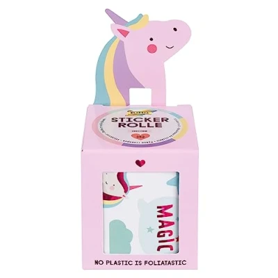 Immagine di folia 27102 Rotolo Unicorn, Set 352 Adesivi, Lunghezza 4 m con Vari Motivi autoadesivi, Colore Mehrfarbig,