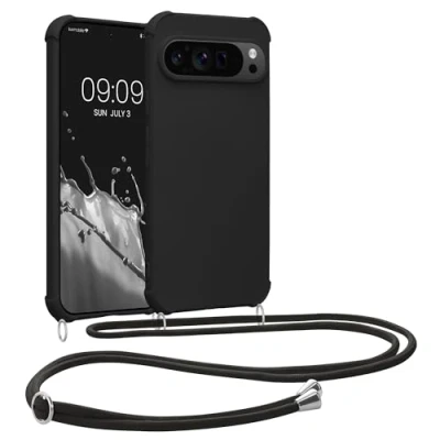 Immagine di kwmobile Custodia Compatibile con Google Pixel 9 Pro XL Cover Back Case in Silicone TPU Protezione Smartphone Cordino nero
