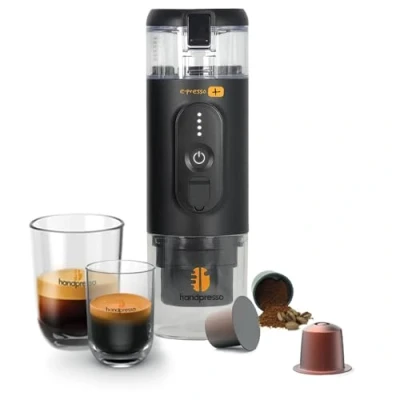 Immagine di Handpresso macchina caffe portatile E Presso 21710 caffè a batteria alta capacità/ricarica USB/rimovibile caffetiera da viaggio per capsule o macinatoSerbatoio 90ml (100ml max)