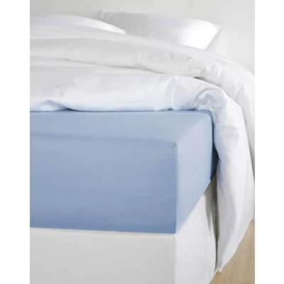Immagine di De Witte Lietaer Olivia Lenzuolo con Angoli, in Raso di Cotone pregiato, 90 x 200 30 cm, Colore: Blu Serenity