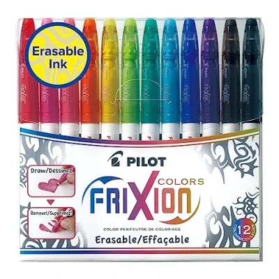 Immagine di Pilot Frixion Colors Pennarelli, Astuccio Da 12 Pennarelli Colorati, Per Colorare Ultra Lavabili E Resistenti Con Inchiostro Sensibile Al Calore, Colorati Punta Media 2,5 mm
