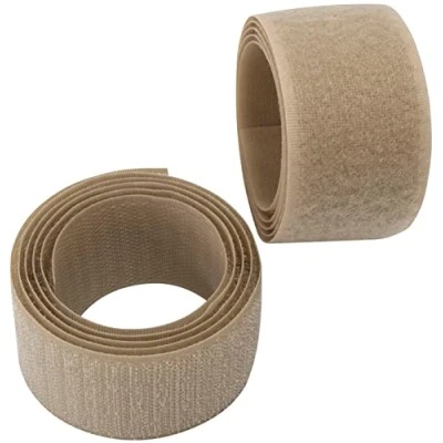 Immagine di Aerzetix C65984 Nastro/rotolo di scratch 40mm 1 metro auto aggrappante organizer/fermacavo striscia aggancio sacchetto indumento cinghia colore: beige scuro in poliammide e poliestere