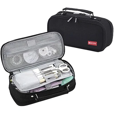 Immagine di EULANT Astuccio Scuola,Astuccio Grande con 3 Scomparti per Elementare Medie Superiore Studenti,Astuccio Portapenne/Trousse Cosmetici Ragazza,Nero
