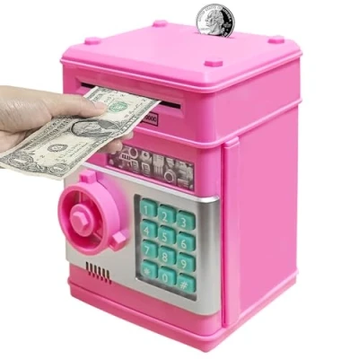 Immagine di HUSAN Salvadanaio Elettronico per Bambini, Password Mini ATM Piggy Bank Giocattolo Regalo di Compleanno Bambini (Rosa intenso)