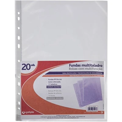 Immagine di Grafoplas 78149800 Cartelline con fori in polipropilene imbottite, A4, trasparente, 20 Pezzi
