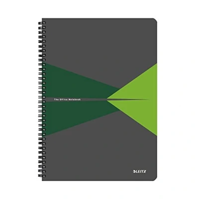 Immagine di LEITZ OFFICE Blocco per appunti, Formato A4 , Rilegatura a spirale, Copertina in PP, 90 Fogli, Righe, Verde 44960055