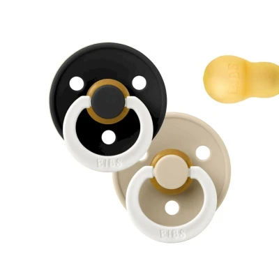 Immagine di 2 Succhietti BIBS Colour Round Notturni Black Glow/Vanilla Glow