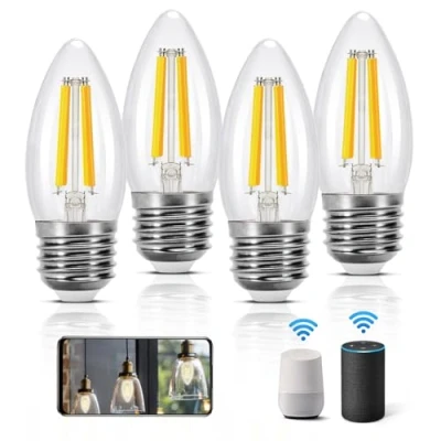 Immagine di Aigostar Lampadine Smart WiFi E27 Alexa Vintage C35 4.5W Edison Lampadina Dimmerabile 2700K 6500K, Controllo Remoto tramite APP, Compatibile Con Alexa, Google Home, Trasparente 4 pezzi