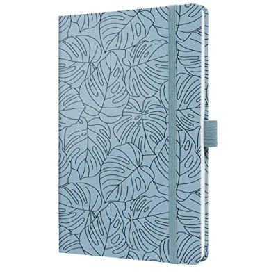 Immagine di SIGEL JN353 Jolie Taccuino, Blue Monstera, a righe, 13,5 x 20,3 cm, copertina rigida, 174 pagine, azzurro, nero