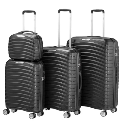 Immagine di Zelsius set di 4 valigie valigetta rigida in ABS con lucchetto a combinazione TSA, ruote doppie e divisorio interno Valigia per bagagli mano, rigida, da pezzi,