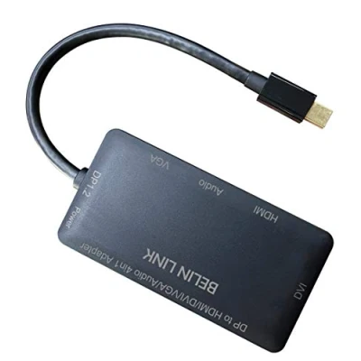 Immagine di Adattatore Mini DP, Displayport a VGA HDMI DVI Audio 3 monitor contemporaneamente Display Adaptor,Multiport 4 in 1 Video Converter per MacBook Pro Mac Book Air Surface (Mini DP)