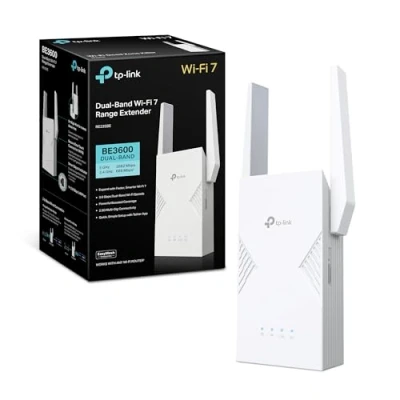 Immagine di TP Link WiFi 7 RE225BE Ripetitore Dual Band BE3600Mbps, 1 Porta Gigabit, Potente per Casa, Compatibile con Tutti i Box Internet, 2 Antenne Esterne, 160 MHz, MLO, 4K QAM, Multi Rus