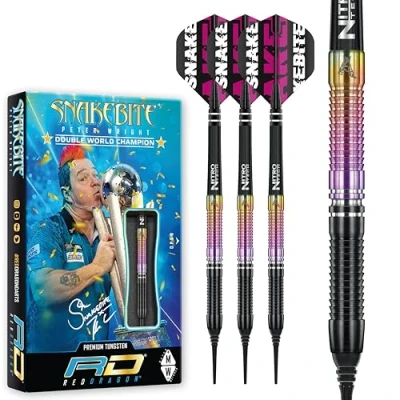Immagine di RED DRAGON Snakebite Campione del Mondo 2020 Edizione Softip 20 Grammo Freccette di tungsteno Compreso Voli e Steli