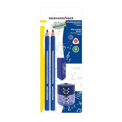 Immagine di Eberhard Faber 510099 Set di matite TRI Winner, con 2 2B, gomma e temperamatite a barattolo