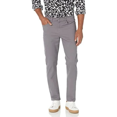 Immagine di Amazon Essentials Pantaloni in Twill Elasticizzati con 5 Tasche Slim Uomo, Grigio Scuro, 31W / 32L