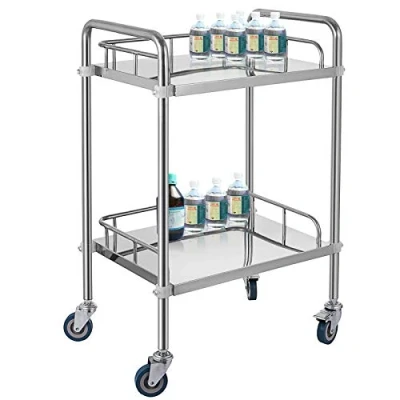 Immagine di VEVOR Carrello da Laboratorio Professionale,2 Strati Medico in Acciaio Inox, con 4 Ruote a 360+2 Freni,per Ospedale, Farmacia ed Estetica, Laboratori, Salone di Bellezza, Centro Ricerca