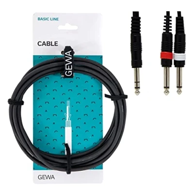 Immagine di GEWA Cavo a Y Basic Line 16 m, nero, 1x jack stereo 6,3 mm 2x mono mm, 190110