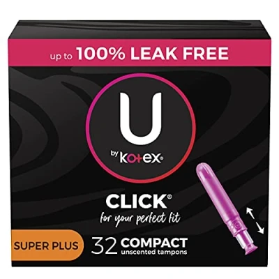 Immagine di U by Kotex Click Compact Tampons, Super Plus Absorbency, Unscented, 32 Count