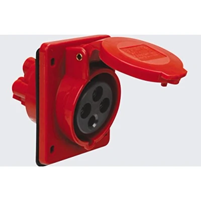 Immagine di Knightsbridge IN0018 IP44 Angolo Montaggio A Pannello Presa 3P+N+E, 415 V, Red, 415V 32A