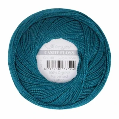 Immagine di Scheepjes Candy Floss 401 Dark Teal (165m) Filato di Cotone Mercerizzato Biologico 1x20g