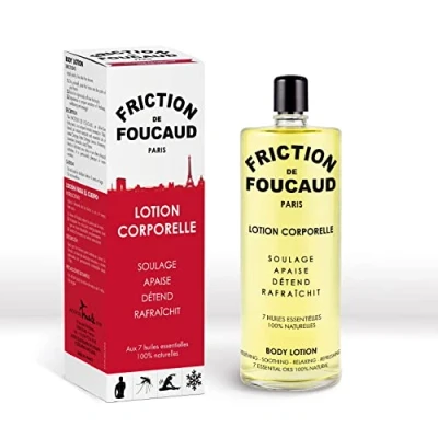 Immagine di FRICTION DE FOUCAUD Flacone di vetro 250 ml Marchio Francese dal 1946 Concentrato oli essenziali Tono muscolare, Freschezza &amp; Benessere.