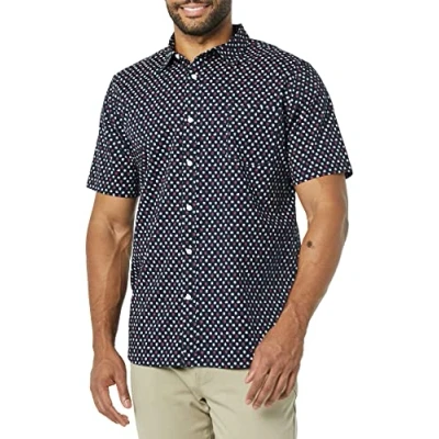 Immagine di Amazon Essentials Camicia in Popeline a Maniche Corte Slim Uomo, Blu Marino Rose, XL