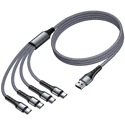 Immagine di SIQIWO[1.2M 3A Tipo C Caricabatterie rapido QC 3.0 Sync Cavo di ricarica intrecciato con 4 porte USB C, per Samsung Galaxy S22 S21 S20 S10 S9 Note 10 9, Google Pixel, Sony Xperia XZ, LG