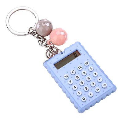 Immagine di calcolatrice portachiavi, mini portachiavi portatile con tascabile display a 8 bit per bambini/studenti(Blu)