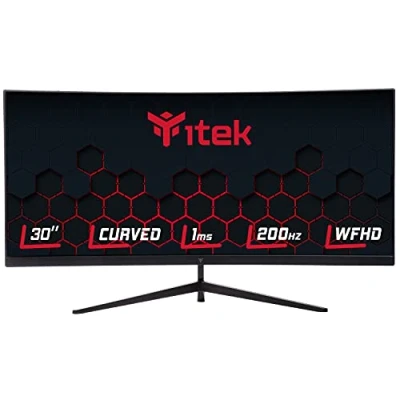 Immagine di Itek Monitor GGC 30 Pollici, Curvo R1800, Risoluzione WFHD 2560x1080 UltraWide, Pannello VA da 200Hz, Schermo 21:9, Risposta 1ms MPRT, Collegamenti 3xHDMI e DP, HDR Ready, Adapt Sync