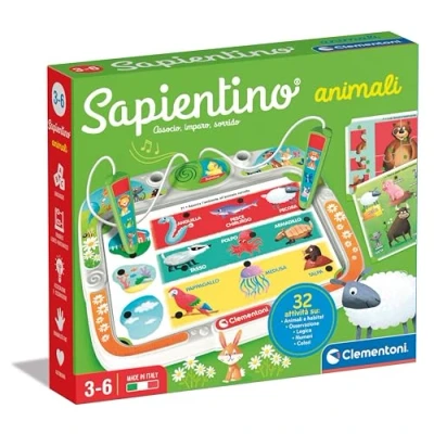 Immagine di Clementoni Sapientino Animali Gioco Elettronico Parlante Bambini 3 Anni, Banchetto con Schede Educative e Penna Interattiva, Imparare Nuove Parole, Batterie Incluse, Made in Italy, 16474, Multicolore