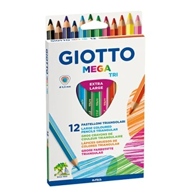 Immagine di Giotto 220600 Gio Mega Tri Astuccio 12 Maxi Pastelloni Colorati, Multicolore, Unità, Confezione Da 1