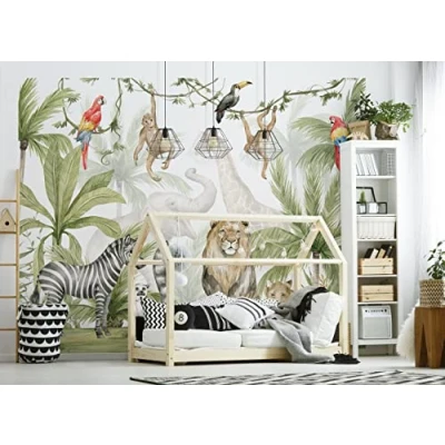Immagine di Walltastic carta da parati murale con safari nella giungla, FSC, multicolore, 2,4 m di altezza x 3 larghezza, 1 misura