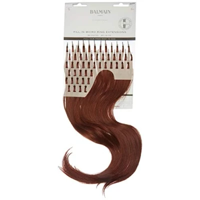 Immagine di Balmain Extension per micro anelli capelli umani, 50 pezzi, lunghezza 40 cm, 5Rm mogano chiaro, 240 g, colore: Rosso