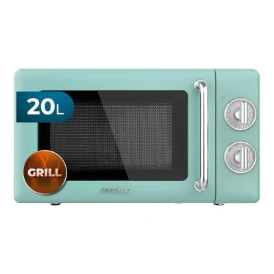 Immagine di Cecotec Forno a Microonde Meccanico con griglia da 20 L Proclean 3110 Retro Green, 700 W in 6 livelli, timer fino 30 minuti, modalità sbrinamento, design vintage verde, finiture acciaio