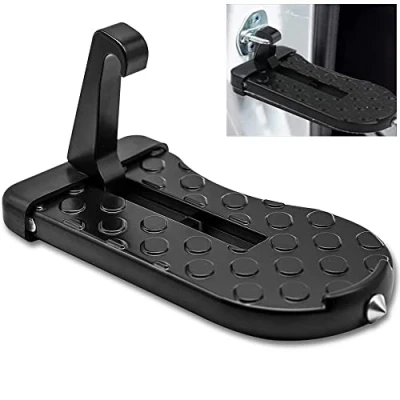 Immagine di Ygapuzi Universal Car Door Latch Step, Pieghevole Roof Rack Step con vetro window Breaker, facile accesso al tetto per la maggior parte dell&#039;automobile, SUV, camion, carico massimo 400 LBS (Nero)