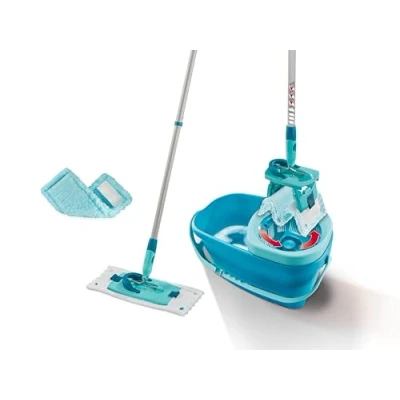 Immagine di Leifheit set scopa lava pavimenti Clean Twist Ergo, con panno 1x in microfibra per tutti i lisci e elettrostatico la polvere, lavapavimenti tecnologia a rotazione