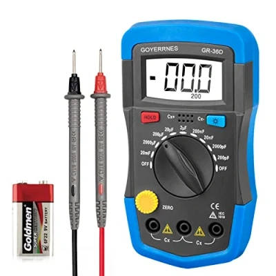 Immagine di Misuratore Capacità,Tester Portatile Professionale di Capacitanza GR 36D 0,1pF 20000uF con display LCD, mantenimento dei dati, funzione retroilluminazione
