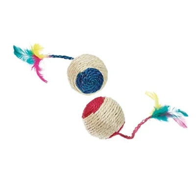 Immagine di Palline gioco in sisal Karlie con piume e sonaglietti 1 pz