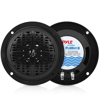 Immagine di Pyle Altoparlanti Marini da 10 Centimetri, Casse Audio Impermeabili e Resistenti, Speaker Stereo Esterno con Cono in Polipropilene, 1 Paio, Nero