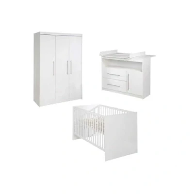 Immagine di roba Cameretta per Bambini &quot;Maren&quot;, Lettino Combinato 70 x 140 cm, Fasciatoio con Cassettiera, Armadio a 3 Ante, Bianco
