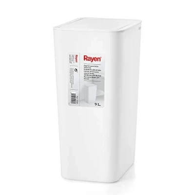 Immagine di Rayen Bagno Cestino capacità di 9 Litri Colore Bianco Coperchio, Polipropilene (PP), Medidas: 22 x 16 33 cm