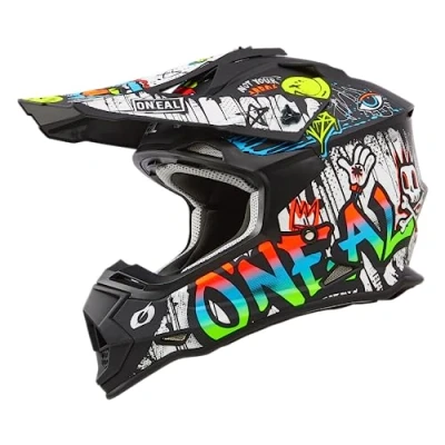 Immagine di O&#039;NEAL Casco Motocross MX Enduro Guscio in ABS, Standard di sicurezza ECE 22.06, Prese d&#039;aria per un raffreddamento ottimale 2SRS RANCID V.24 Adulto Nero Bianco Taglia L