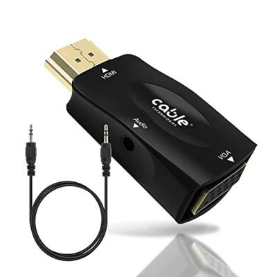 Immagine di CABLE Adattatore HDMI a VGA, VGA Placcato in Oro (da Maschio Femmina) per Computer, Desktop, Laptop, PC, Monitor, proiettore, HDTV, Chromebook, Raspberry Pi, Roku, Xbox e Altro Nero